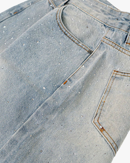 Eptm - Crystal denim shorts light blue