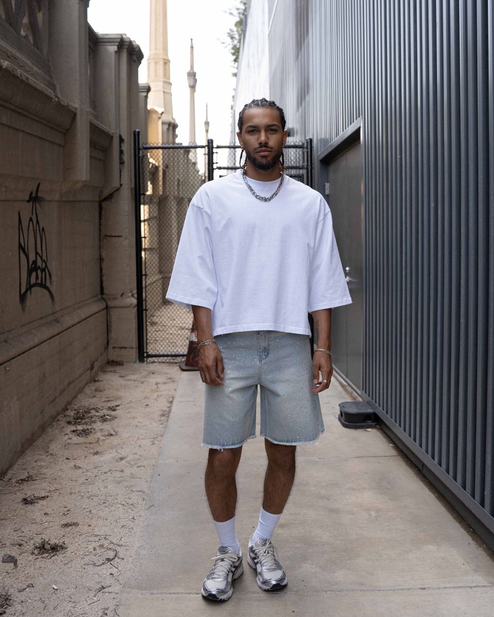 Eptm - Crystal denim shorts light blue