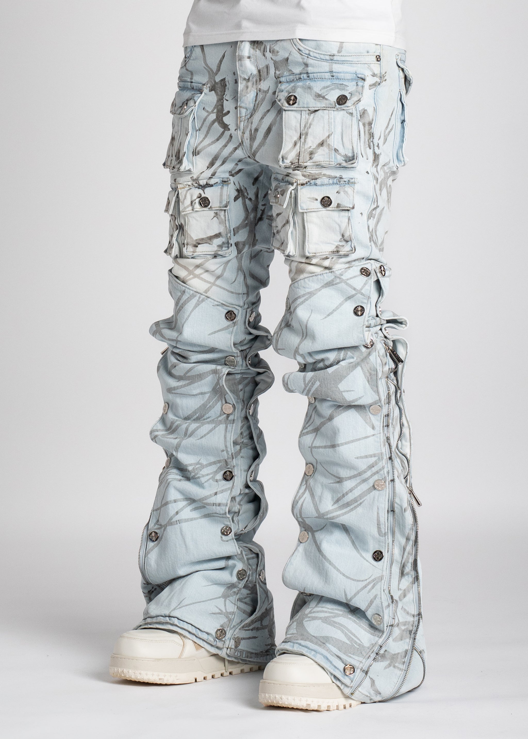 Guapi - Aqua blue stacked premium denim