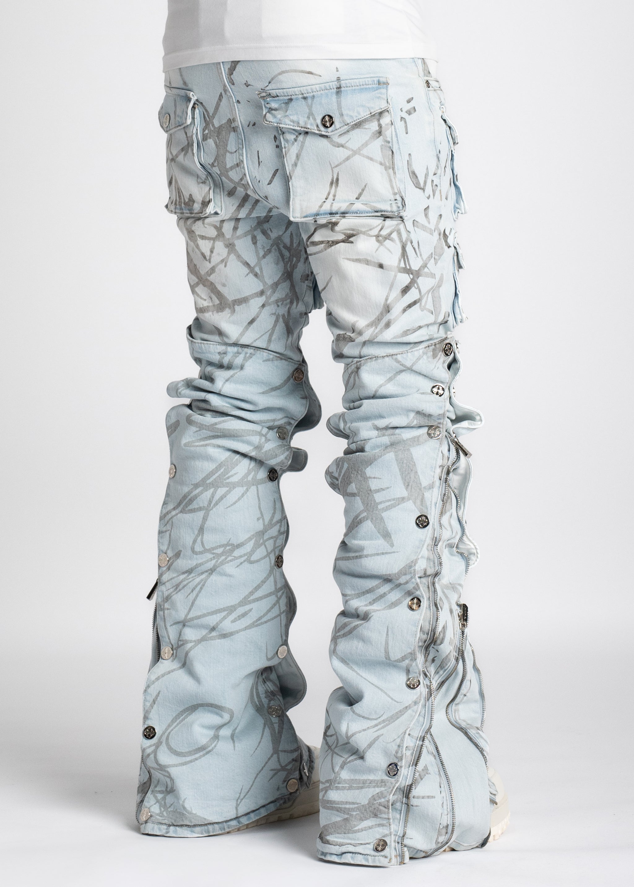 Guapi - Aqua blue stacked premium denim