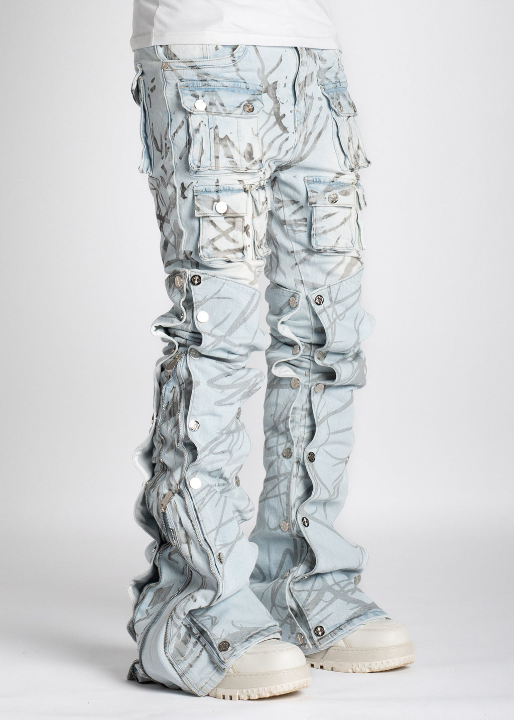 Guapi - Aqua blue stacked premium denim