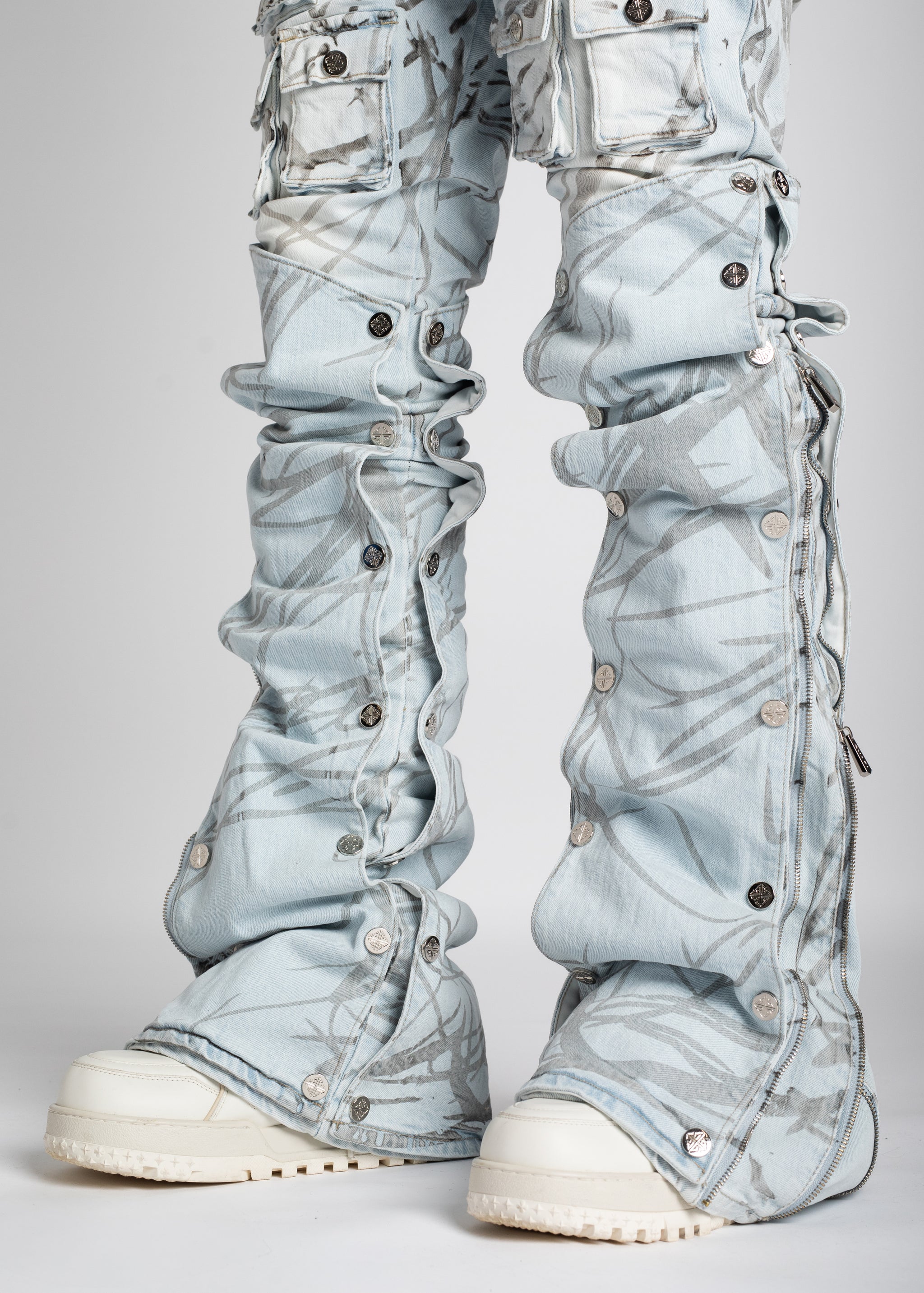 Guapi - Aqua blue stacked premium denim