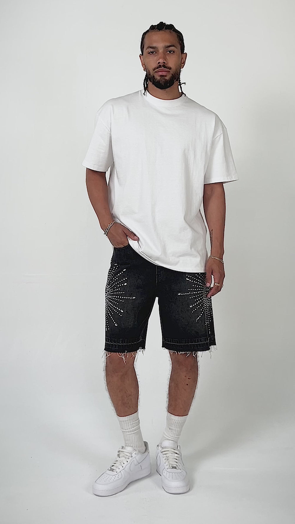 Eptm - Star denim shorts Black
