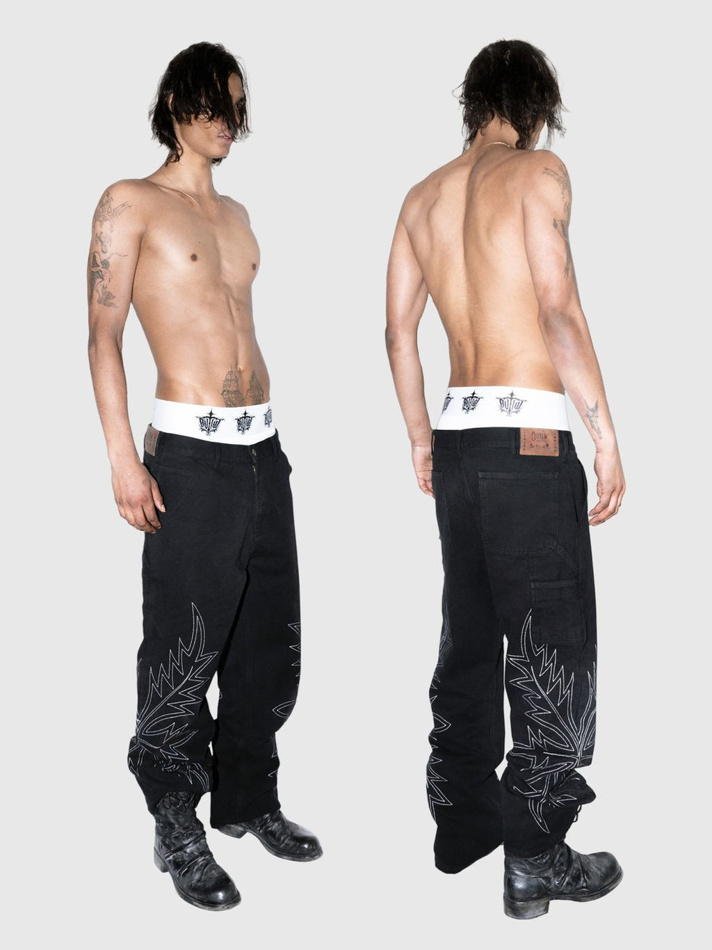 Outlw - Embroidered "westworld" Work Pant , black