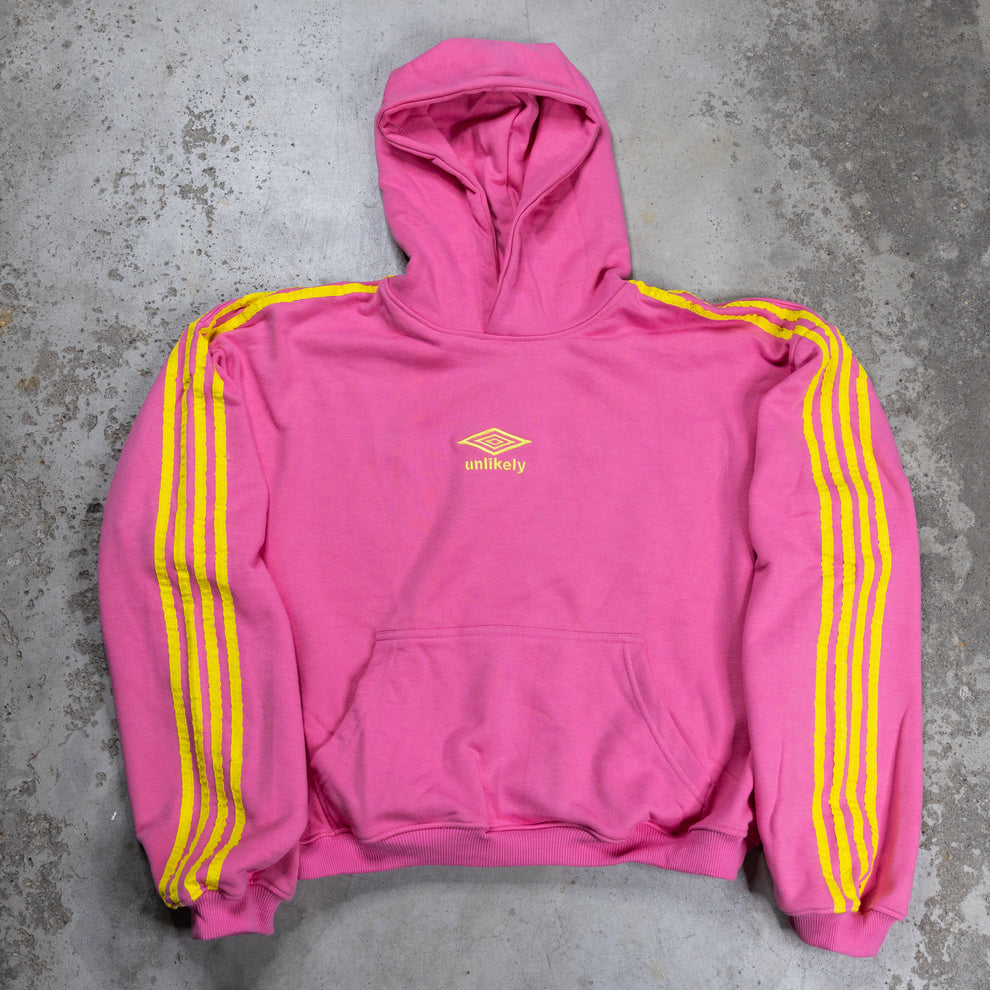 Unlikely - Simplistic pink & yellow vintage hoodie