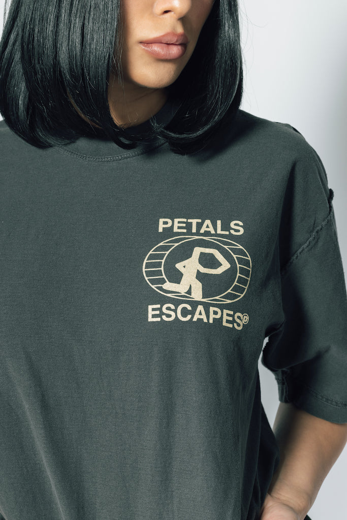 Petals and Peacocks ; Escape reverse hemmed tee