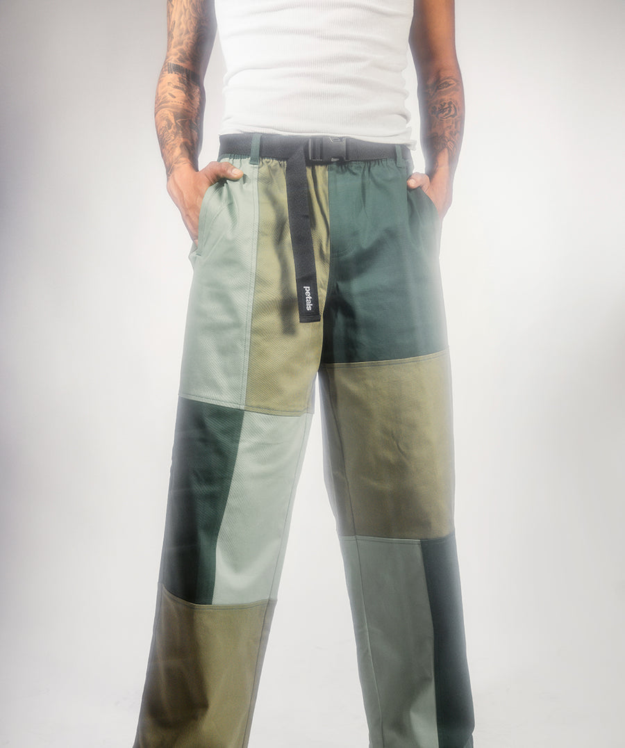 Petals and Peacocks ; Patchwork elastic waist pants