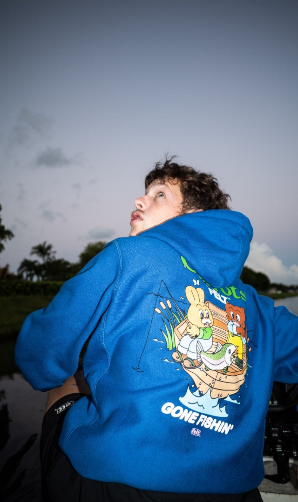 Felt x Carrtos ; Gone Fishing hoodie , royal