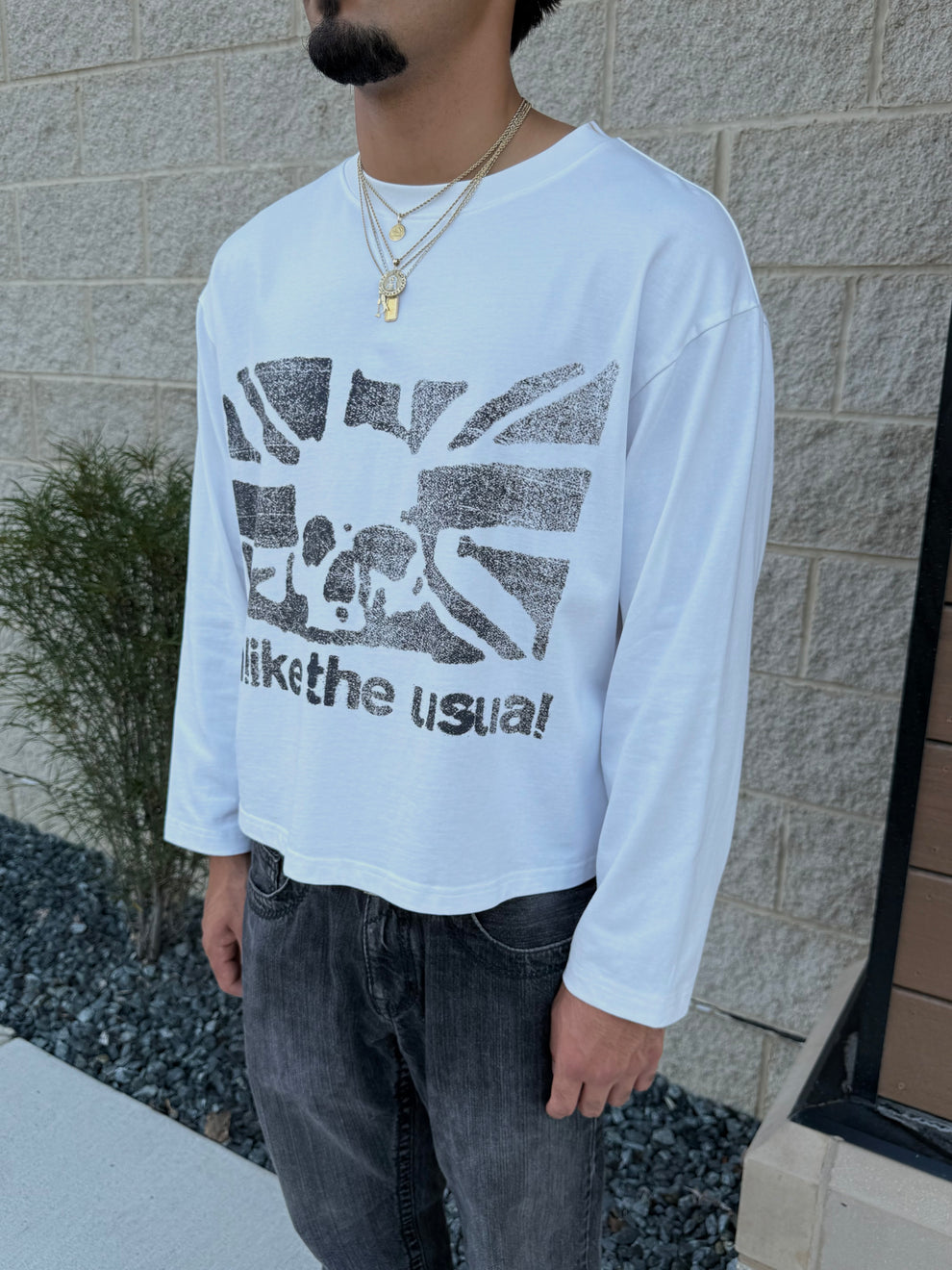 Unlikely - Skull flag L/s t-shirt white