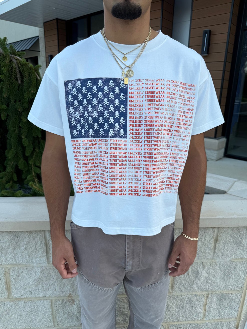 Unlikely - American flag tshirt white
