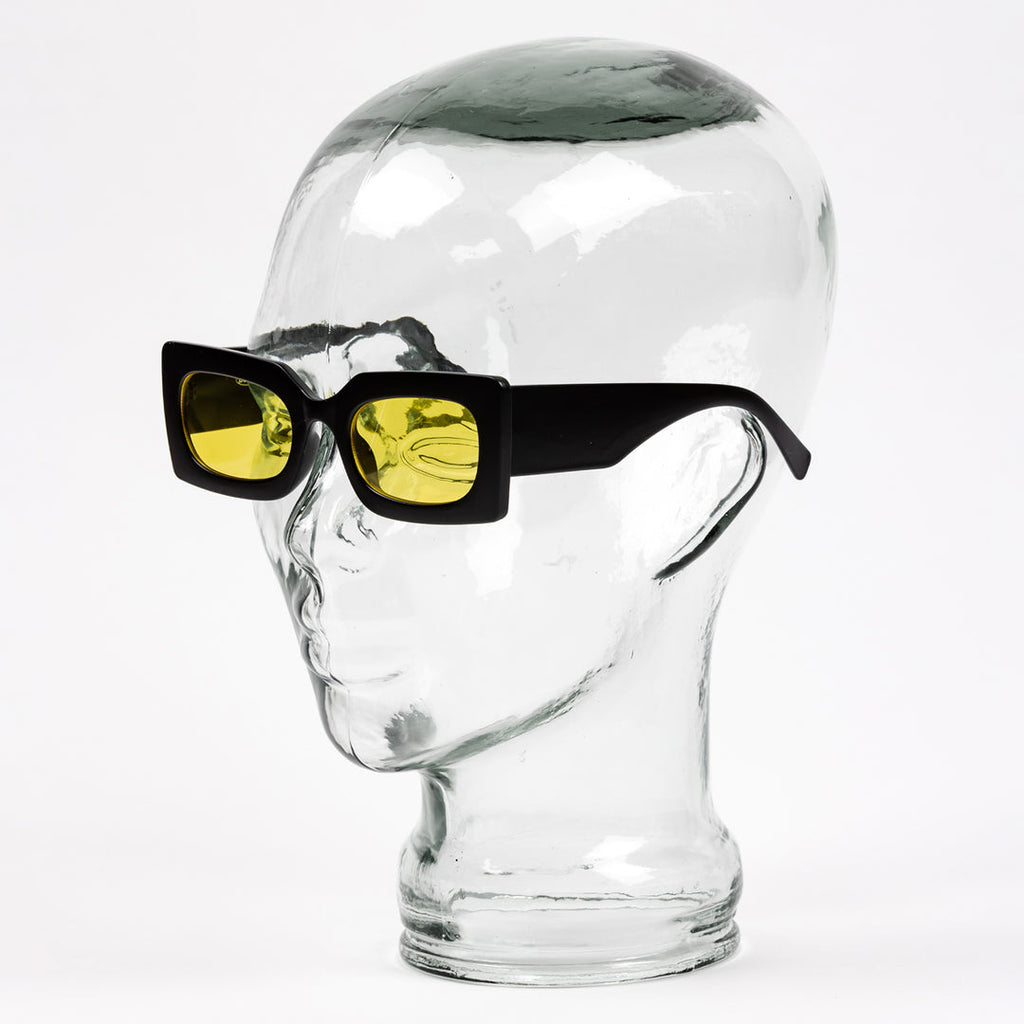 Petals and Peacocks ; Rubic sunglasses black , yellow