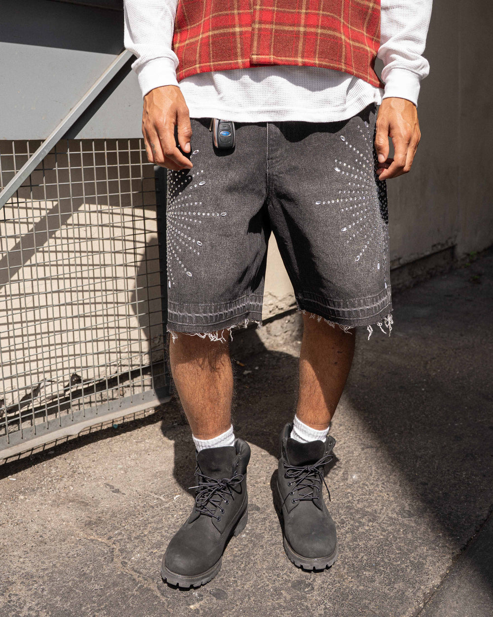 Eptm - Star denim shorts Black
