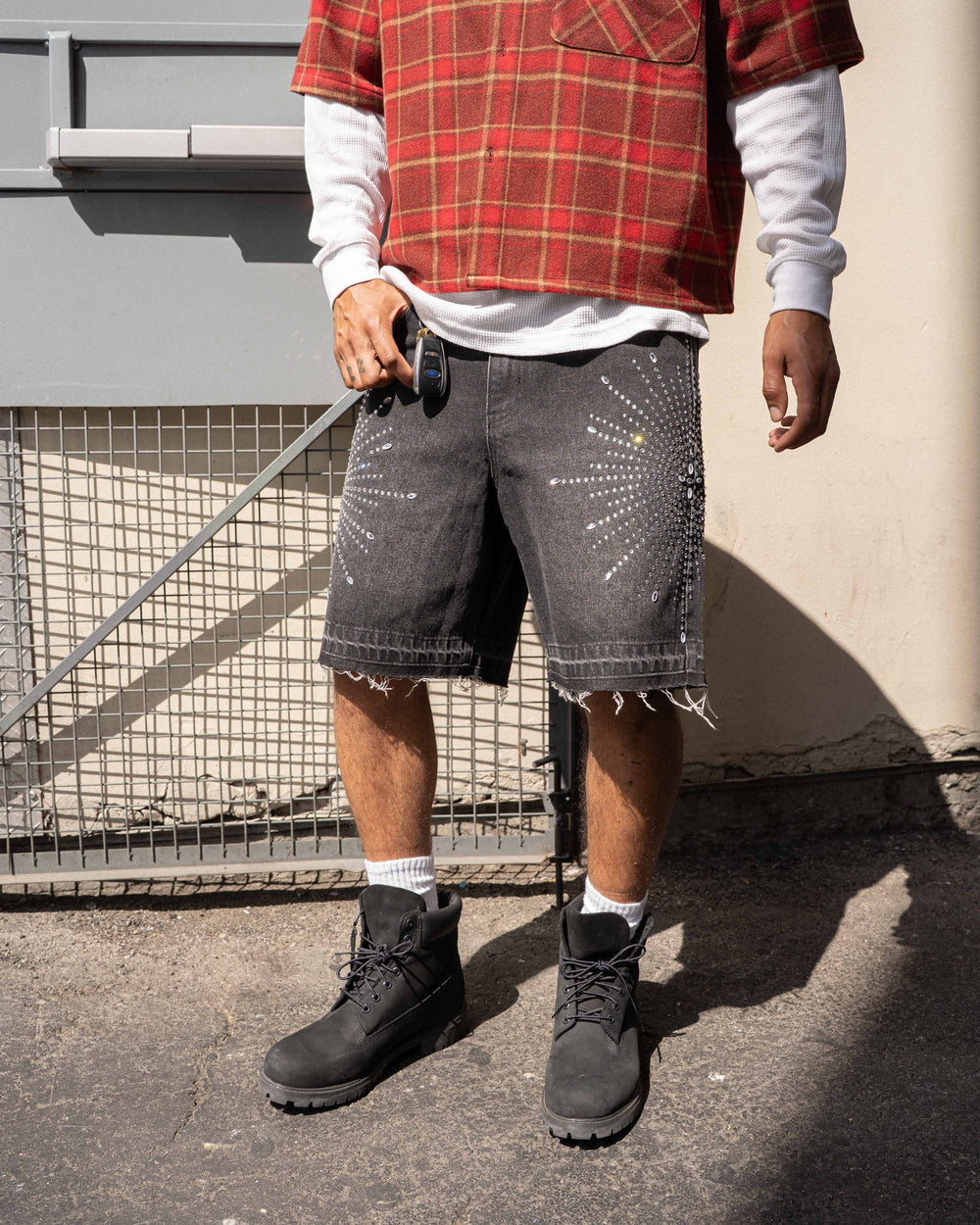 Eptm - Star denim shorts Black
