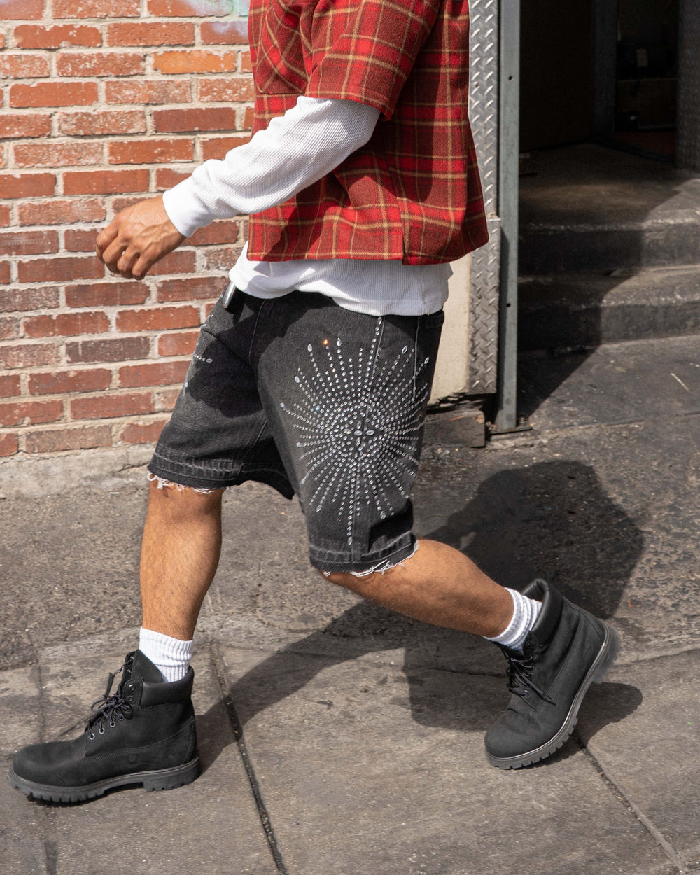 Eptm - Star denim shorts Black