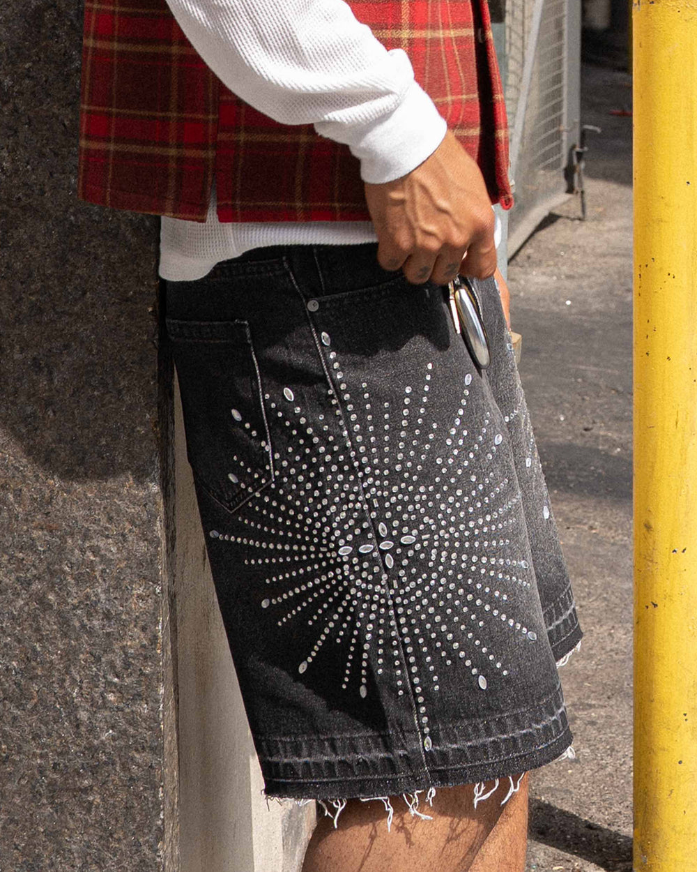 Eptm - Star denim shorts Black