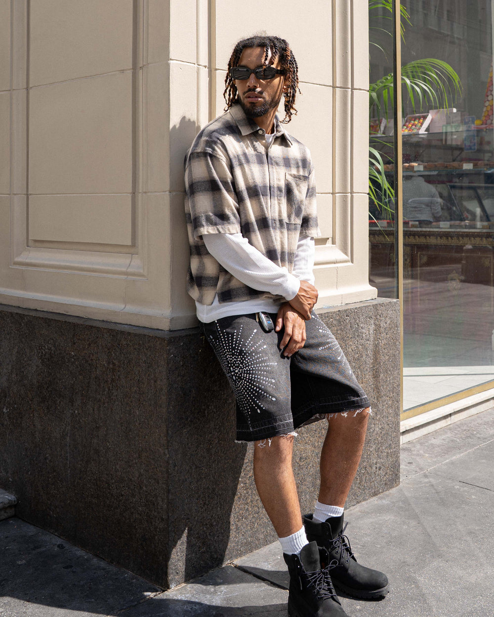 Eptm - Star denim shorts Black