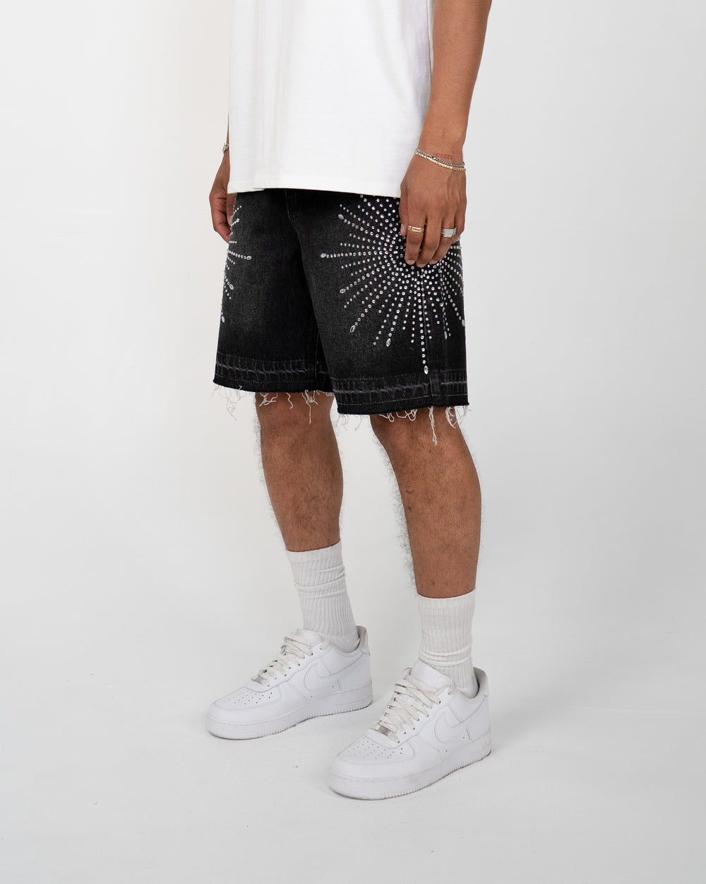Eptm - Star denim shorts Black