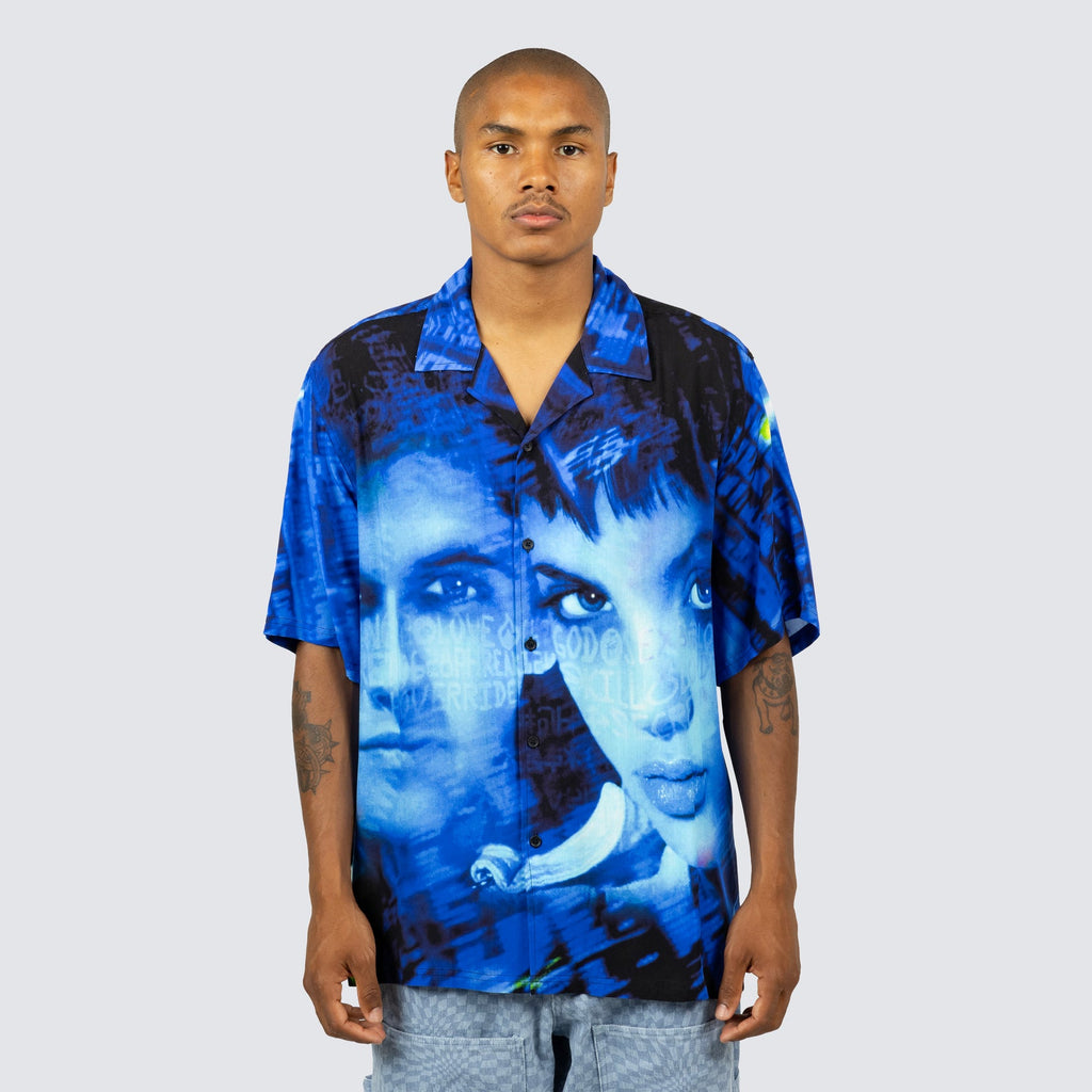 Pleasures - Virus rayon button down - blue