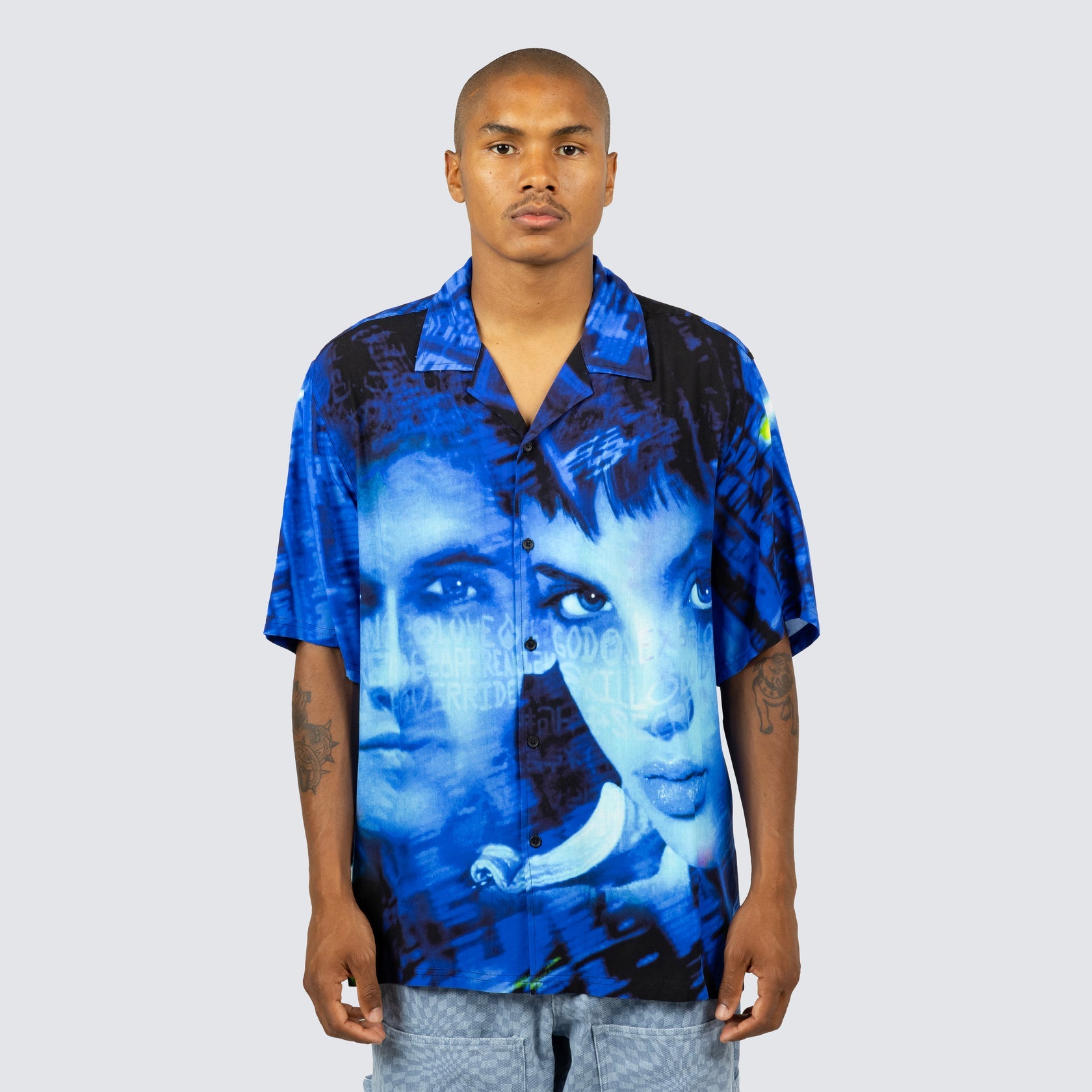Pleasures - Virus rayon button down - blue