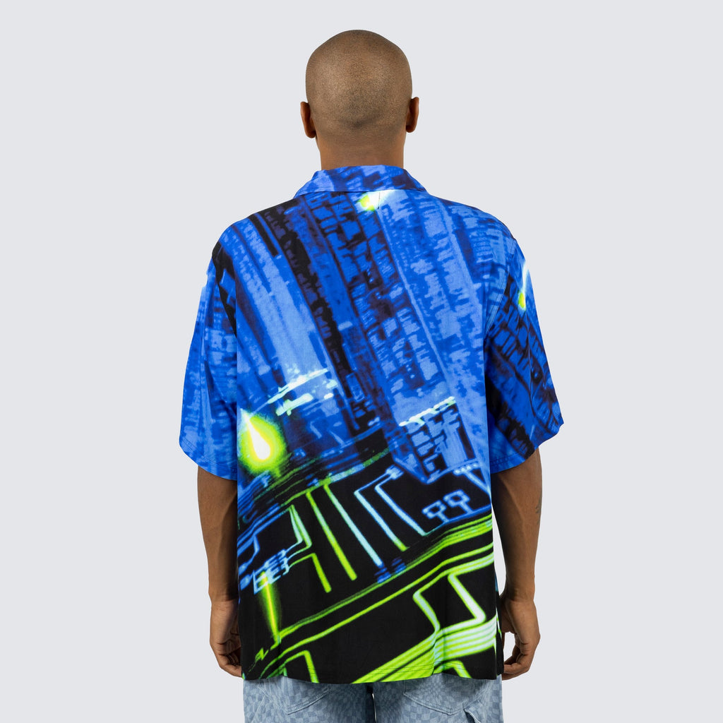Pleasures - Virus rayon button down - blue