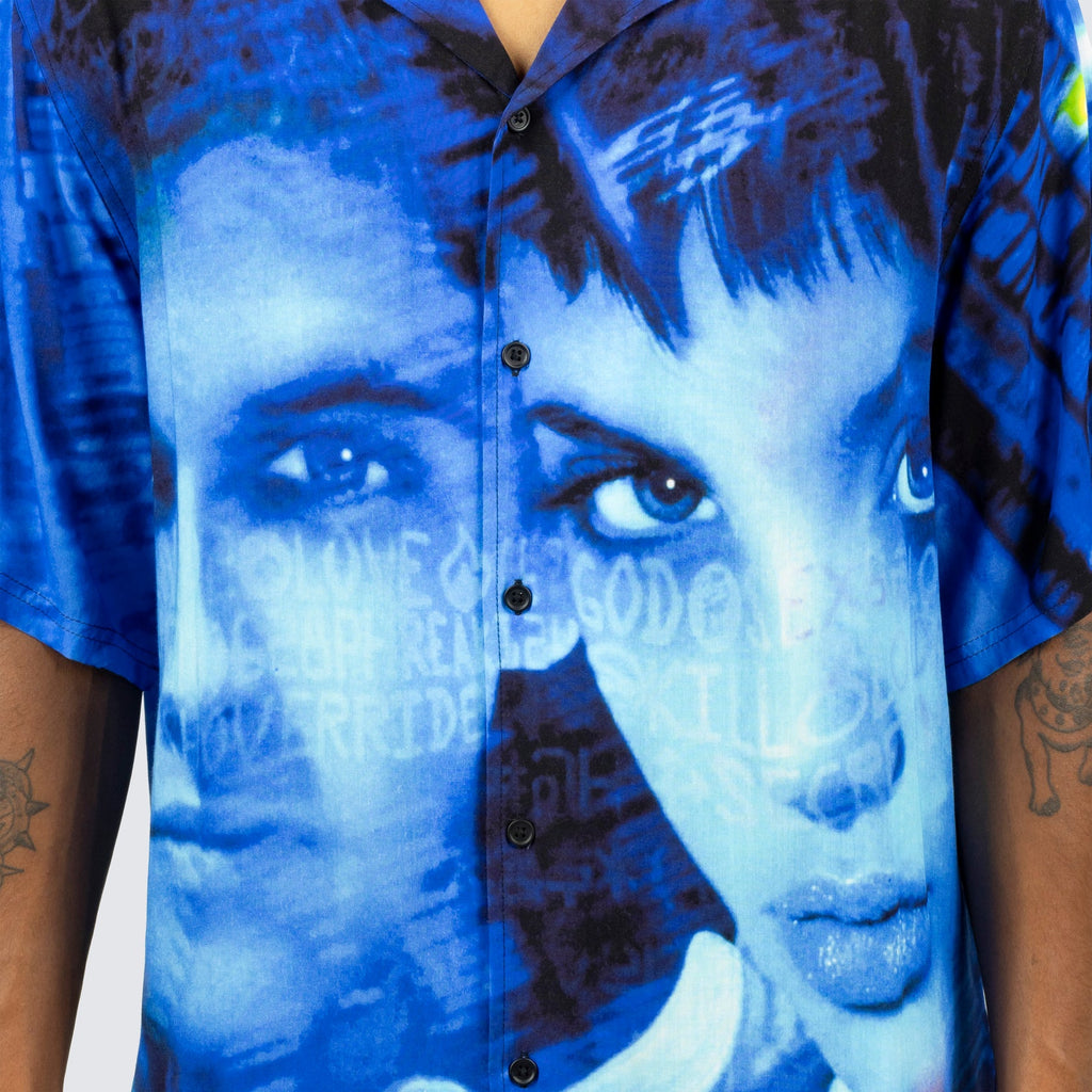 Pleasures - Virus rayon button down - blue