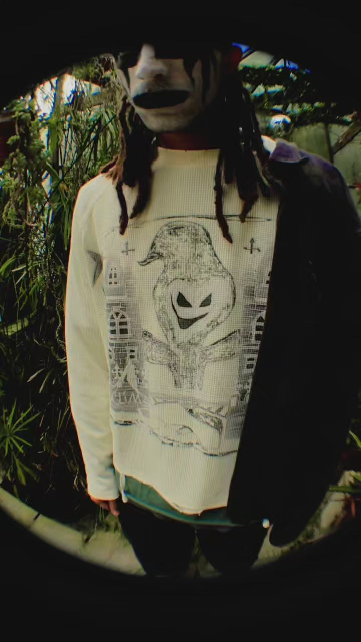 Glim - Crypt Castle Long sleeve Waffle Knit thermal - Dairy cream