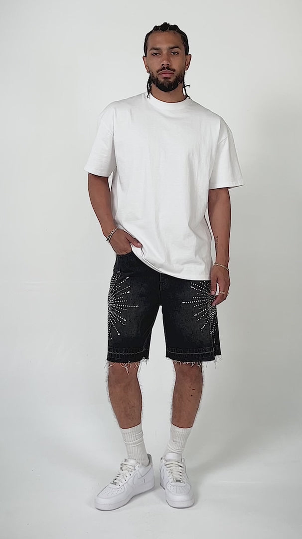 Eptm - Star denim shorts Black