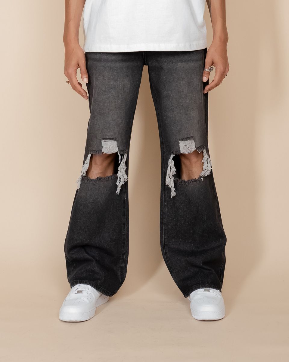 Eptm - Baggy distressed black denim