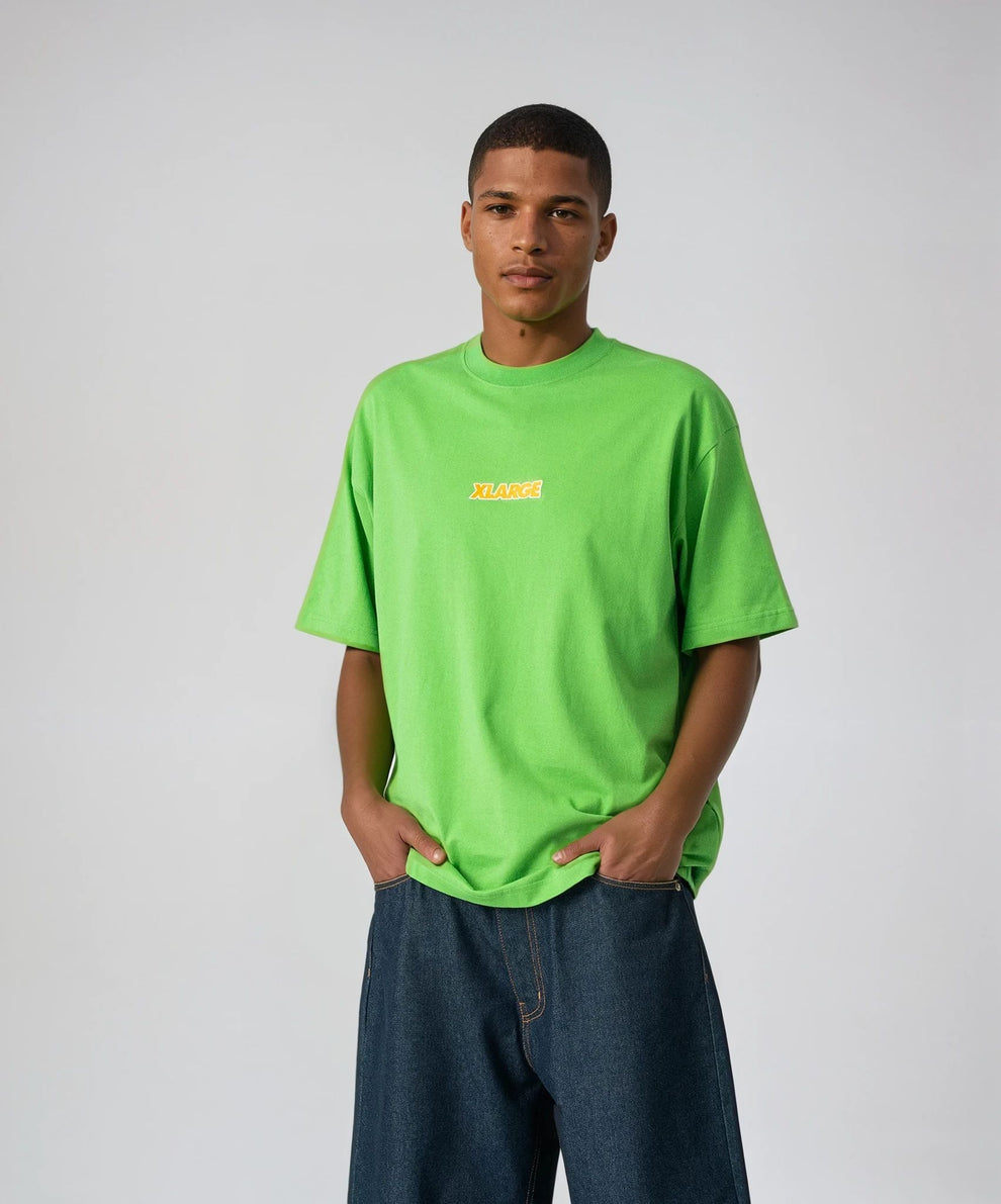 Xlarge - Embroidered standard logo ss tee lime green