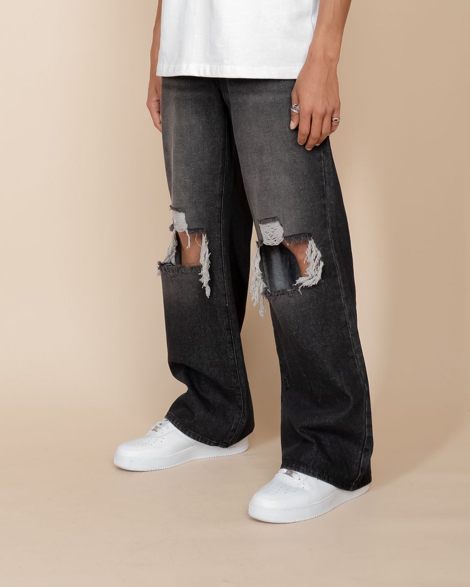 Eptm - Baggy distressed black denim