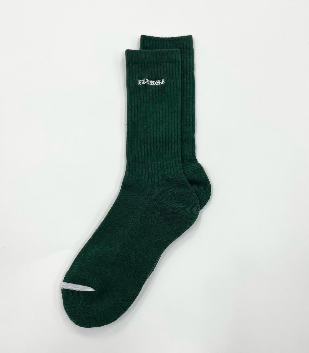 XLARGE ; Old English emb. Socks   forest green