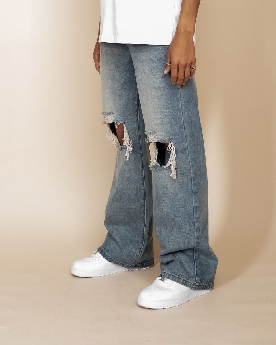 Eptm - Baggy distressed denim blue jeans