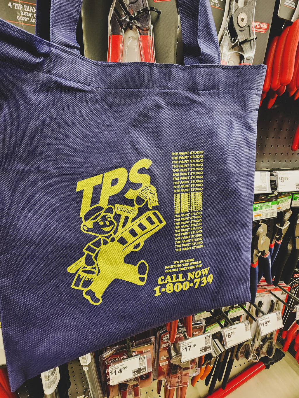Paint ; Tps paintr small tote bags , nvy - yel