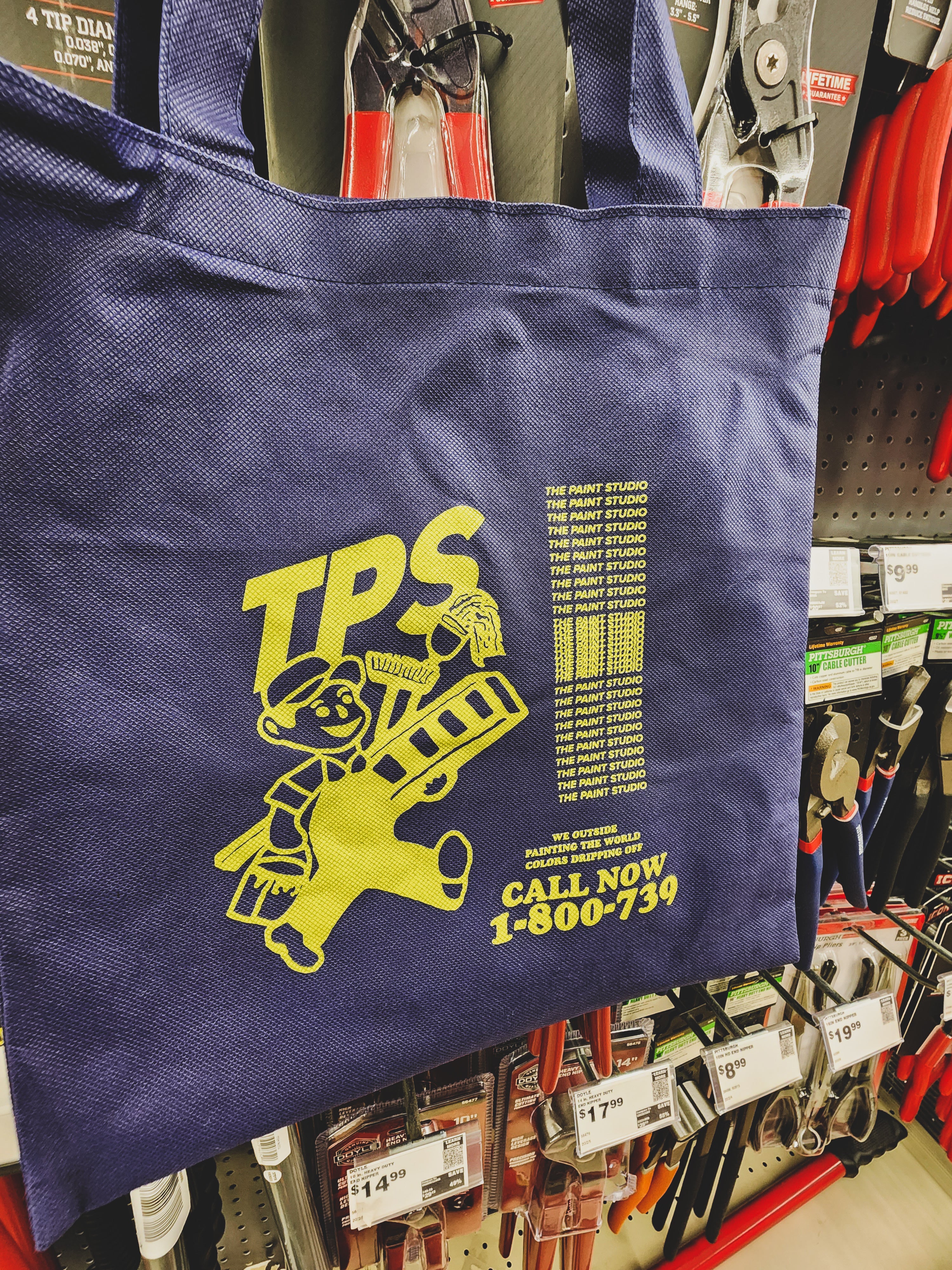 Paint ; Tps paintr small tote bags , nvy - yel