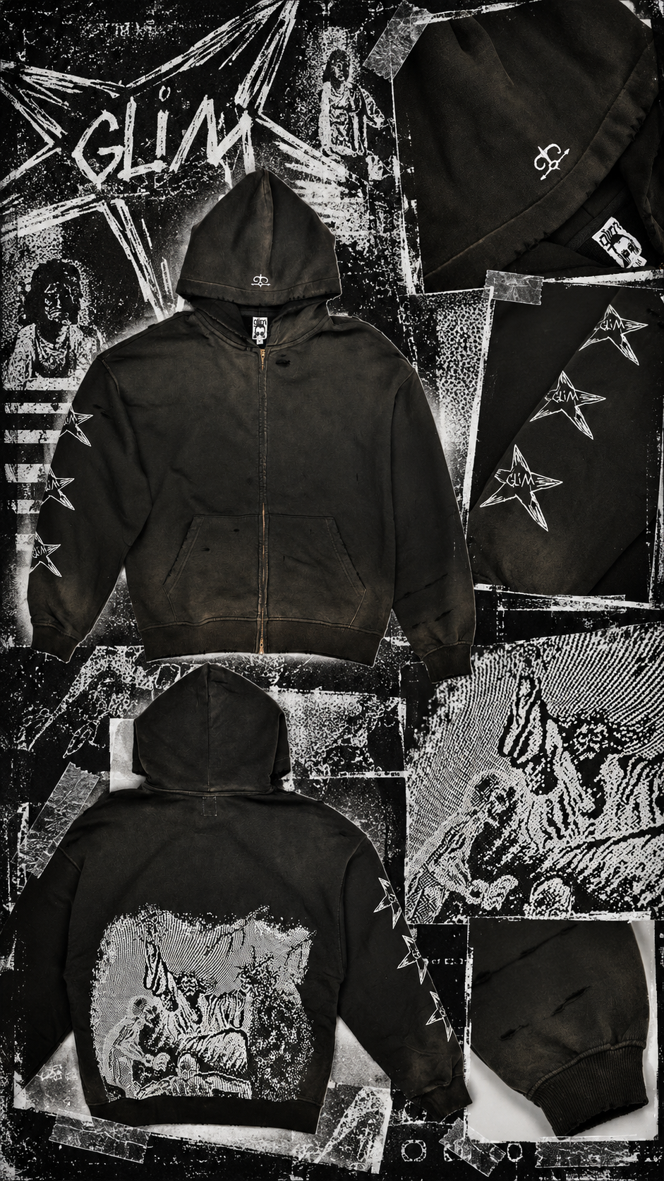 Glim - Dark Mage Hoodie - Trashed Black