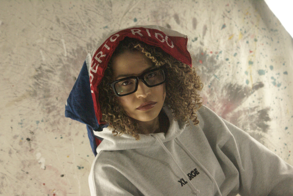 XLARGE ; Standard logo hooded sweatshirt- ash grey