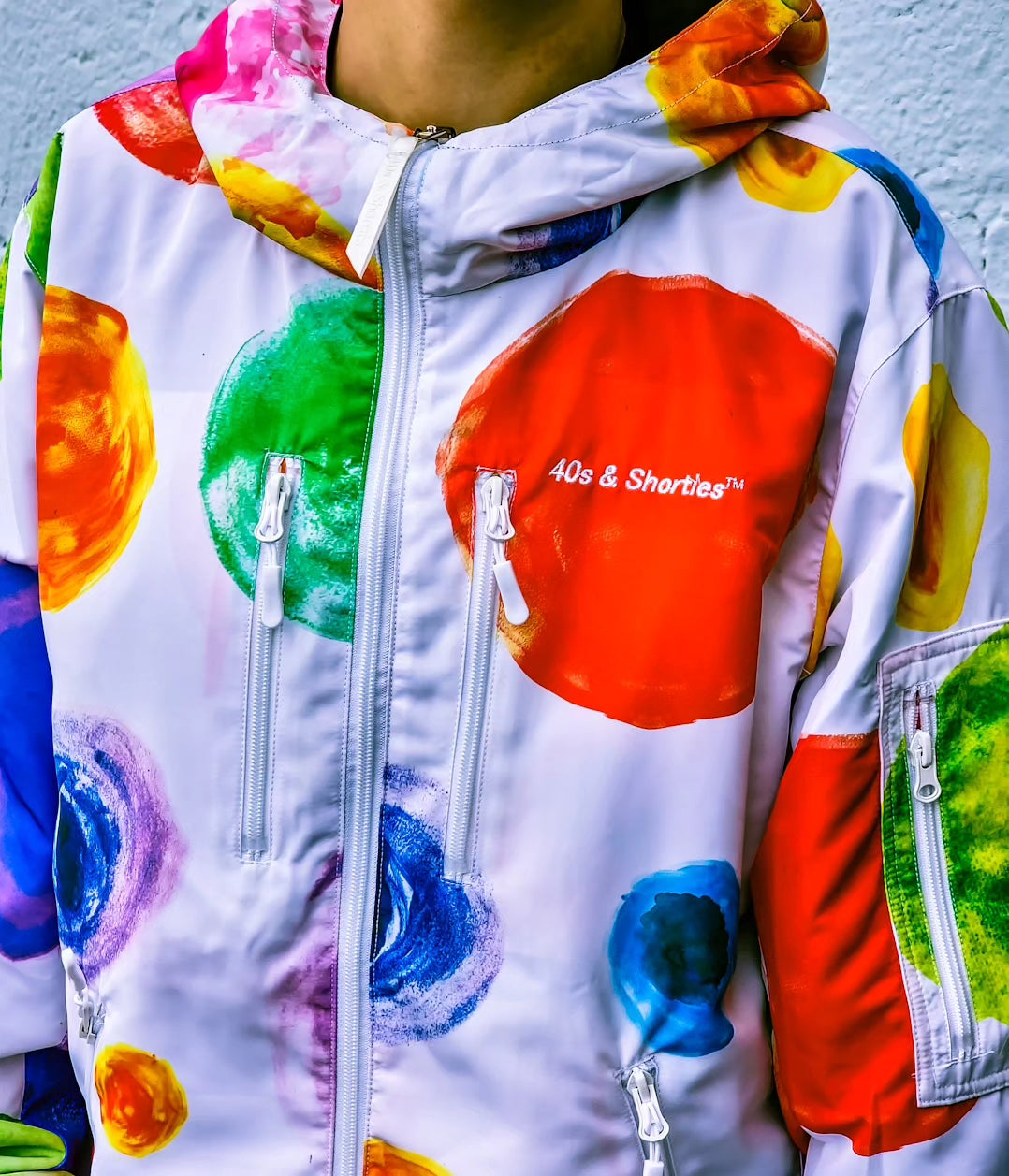 40s & Shorties - Water resistant Reversible water color jacket , multi / black