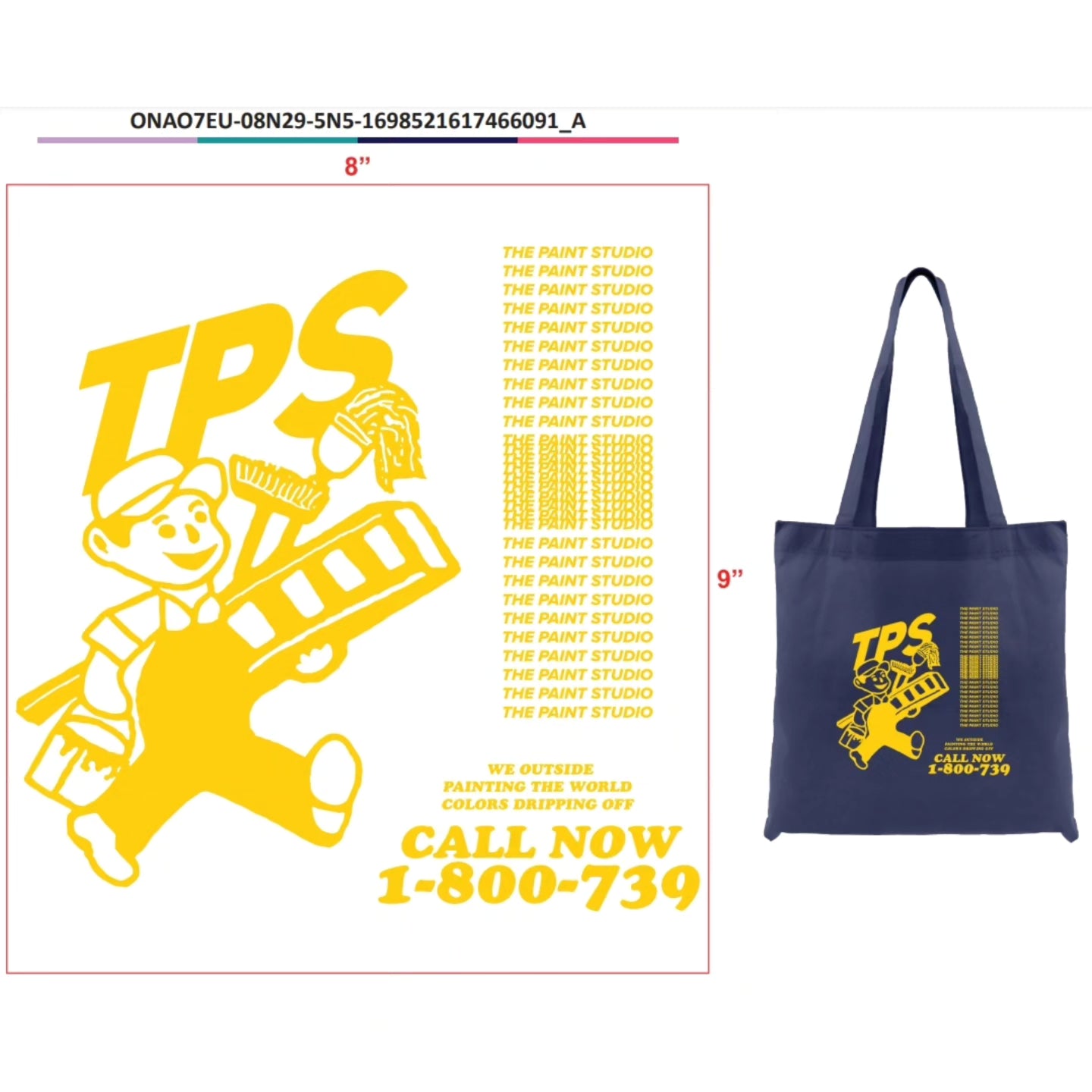 Paint ; Tps paintr small tote bags , nvy - yel