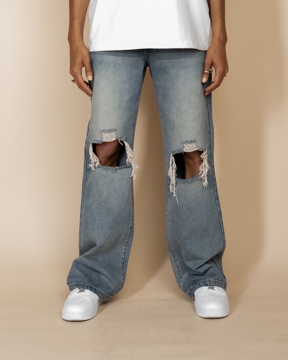 Eptm - Baggy distressed denim blue jeans