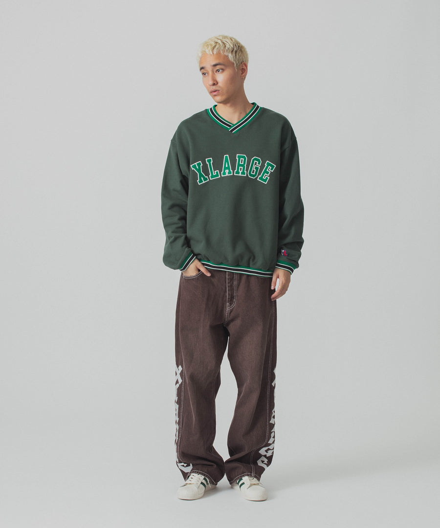 Xlarge - Rib line v neck sweater