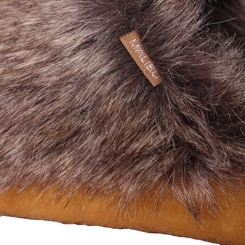 Malibu Sandals ; Men's Coyote Mule Faux Fur Crepe Rubber