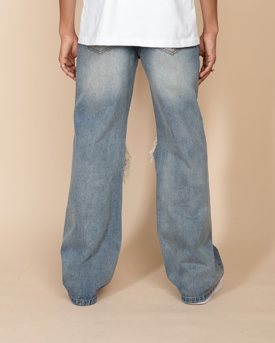 Eptm - Baggy distressed denim blue jeans