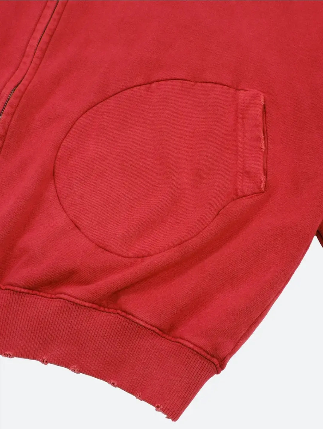 Fragile - Vintage red washed zip up hoodie red
