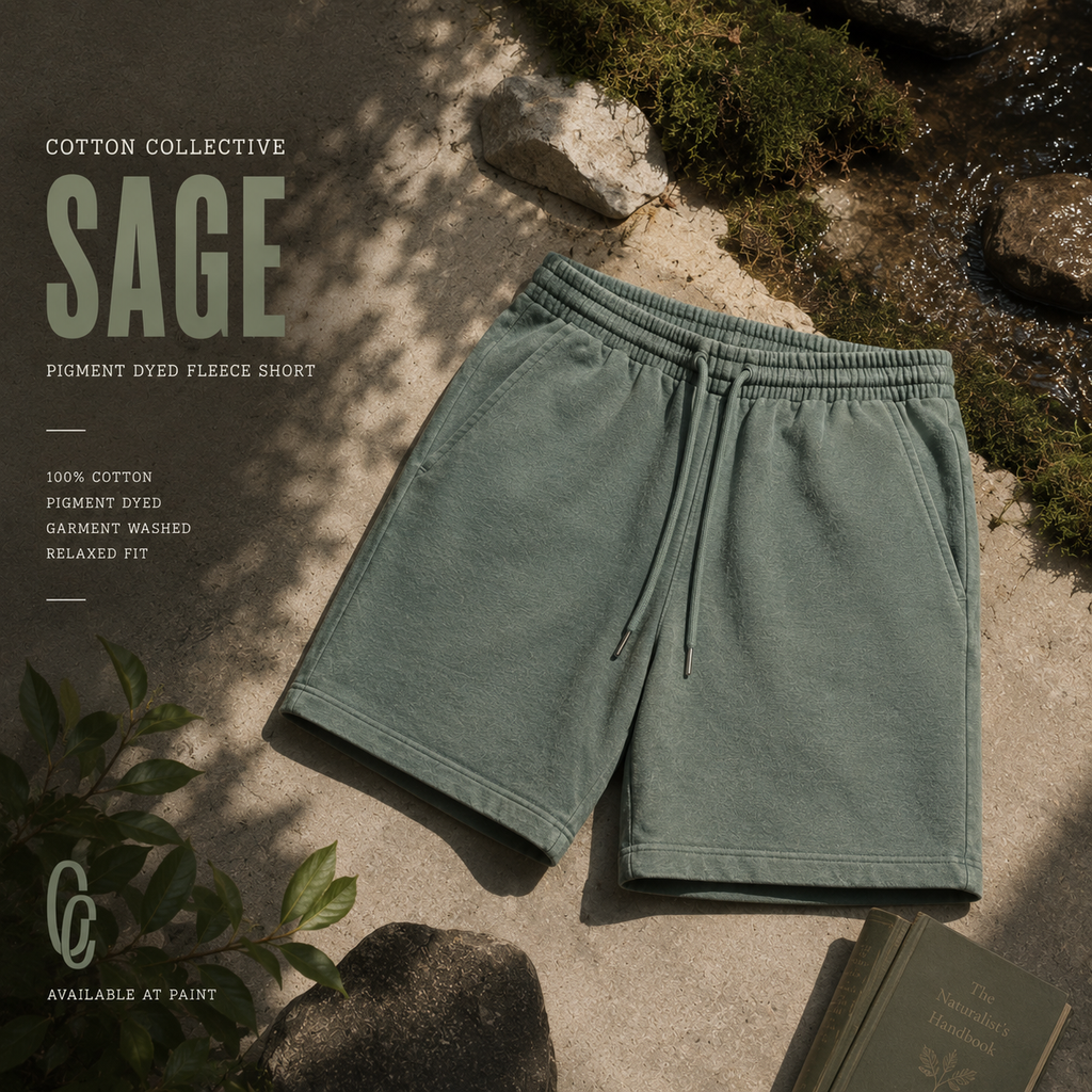 Cotton Collective - Sagebrush green dunk shorts