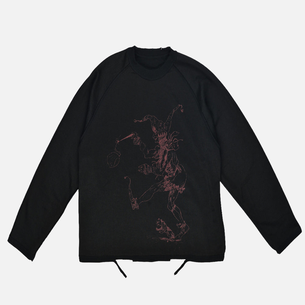 Glim - Star Child long sleeve Waffle Knit thermal ,  Black