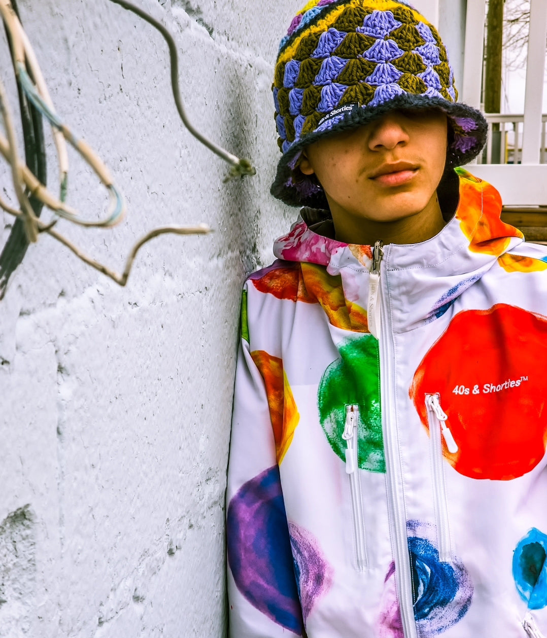 40s & Shorties - Water resistant Reversible water color jacket , multi / black