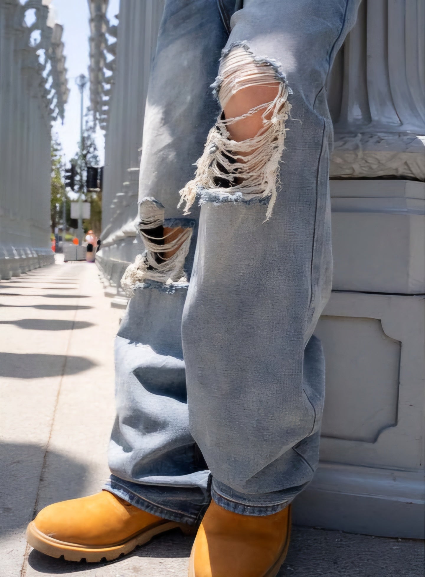 Eptm - Baggy distressed denim blue jeans