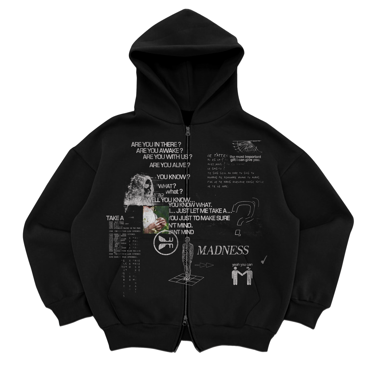 Works of Madness - Awake zip up hoodie , blk