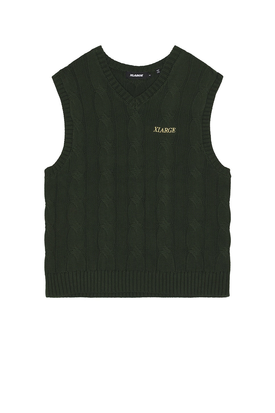 XLARGE ; Cable knit vest forest green