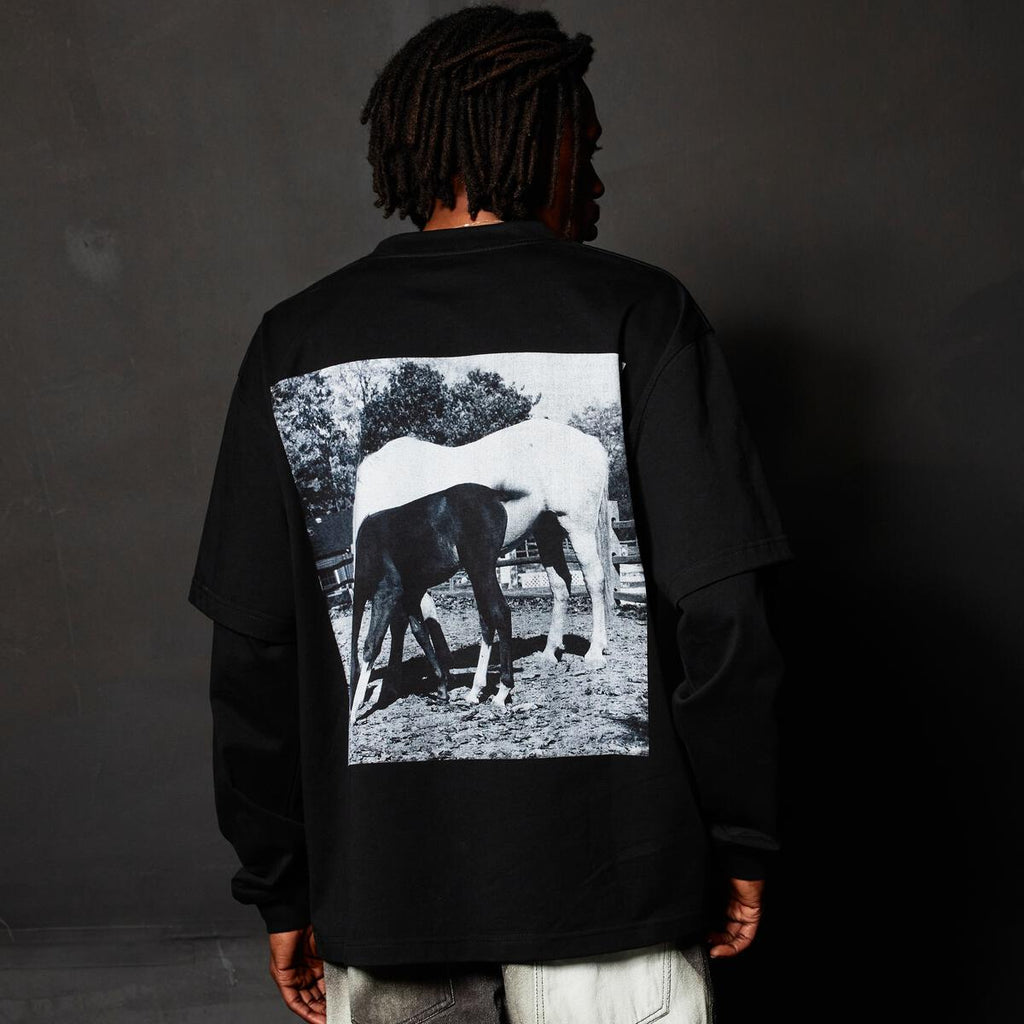 Pleasures - Horses Layered long sleeve - black